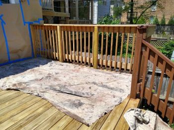 Logan Square Chicago deck refinishing. Back Porch. Chicago painter. Painitng contractor.