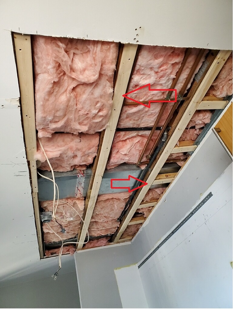 Ceiling drywall repair. Chicago water leak damage.